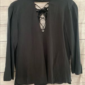 Zara Black Open Back Top with detailed neck line